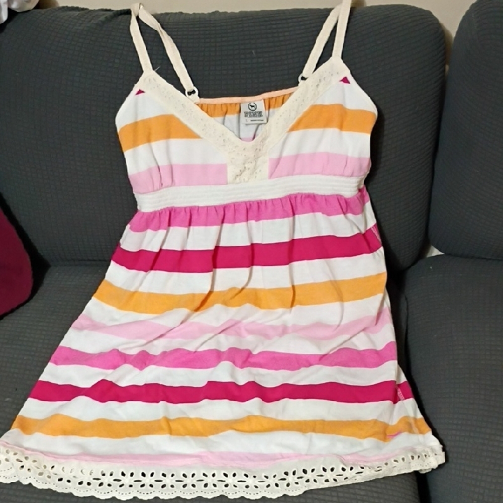 PINK Victoria's Secret Striped Mini Dress - Pink, Orange, White